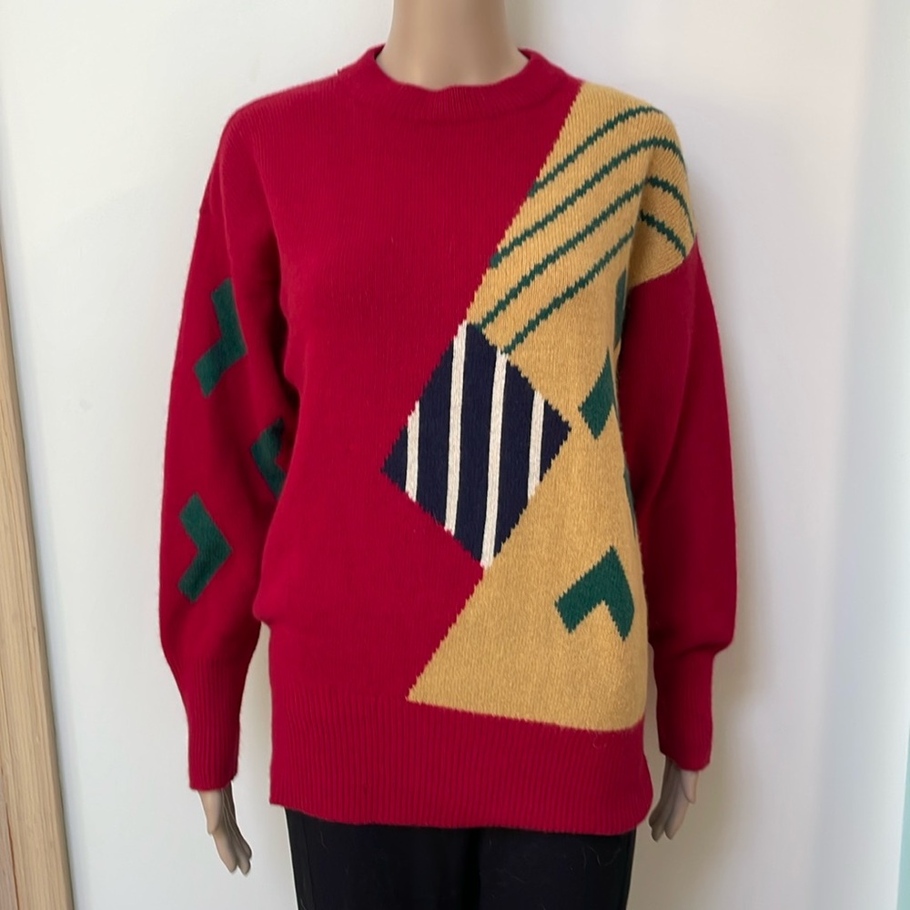 Vintage colorful geometric sweater